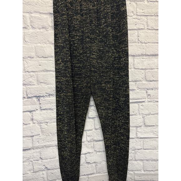 Fortune Knits Inc Vintage 80s 2 Piece Black & Gold Metallic Sweater Joggers LG - Picture 4 of 6